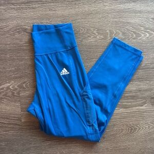 Adidas 7/8 Aeroready Blue and White Striped Leggings